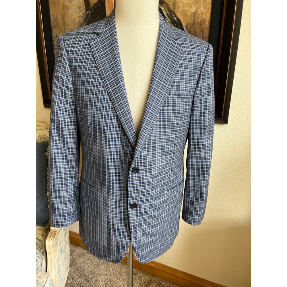 RARE Men's Loro Piana Blazer Jacket, Size 42 Blue Plaid